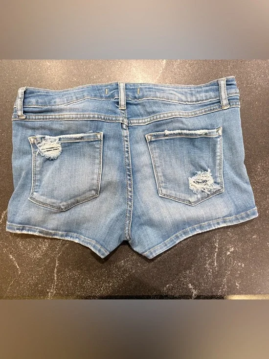 Denim Distressed Women’s Shorts - Light Blue - Picture 2 of 2
